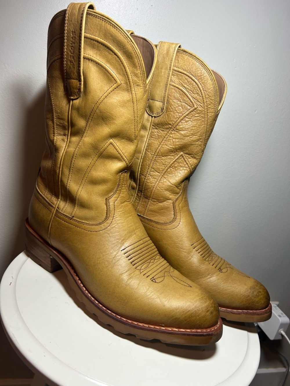 Tecovas Mustard-Tan Leather Western Boots